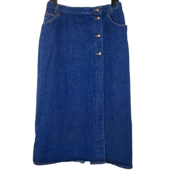 Vivaldi Dresses & Skirts - Vivaldi Jeanswear Women's 1980s Vintage Denim‎ Wrap Style Jean Skirt Made In USA